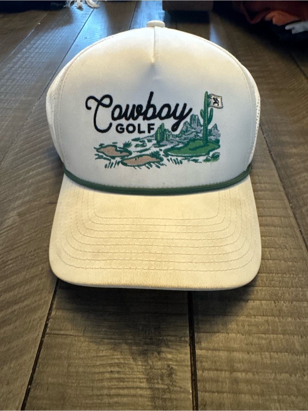 Cowboy Golf Embroidered SnapBack Hat - White & Green